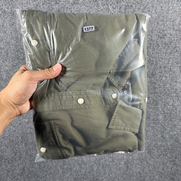 True Religion Pearl Snap Olive Green Long Sleeve Button Down Shirt Mens Medium - Picture 9 of 9